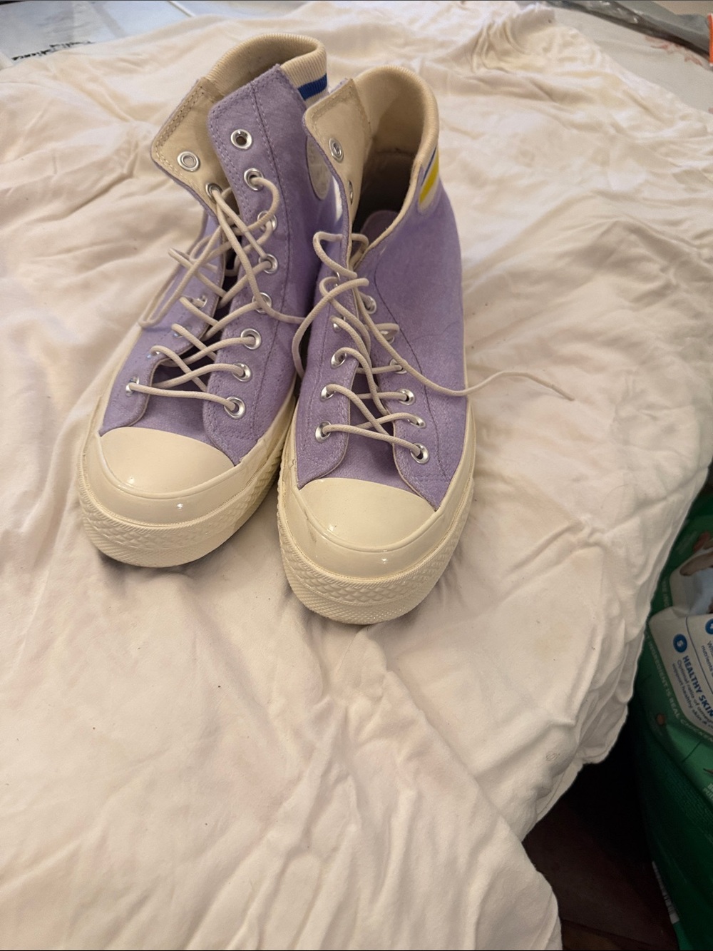 Converse Lavender High-Top Sneakers with Cream Accents